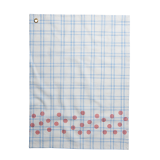 Blue Checked Cotton Tea Towel & Coral Dot Print Rice DK